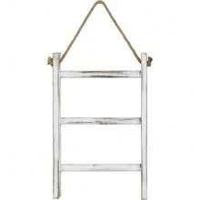 1pc Rustic Wooden Ladder Shelf – Wall-Mounted Storage Rack With 3-Tier Shelves And Hanging Rope – Versatile Organizer For Bathroom, Kitchen, Bedroom, Office – No Electricity Needed, Farmhouse Home Decor Accessories
