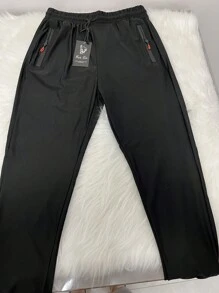 Quick-Drying Pants/Zipper Pocket/Elastic Waist/Sporty/Casual - 黑色 - 查看 2