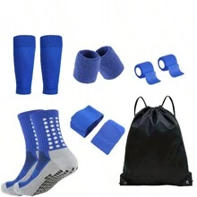 8 Pieces Set Of Sportswear And Protective Accessories, Including Backpack, Grey Bottom Sports Anti Slip Socks, Leg Guards, Ankle Guards, 2 Wrist Guards, 2 Bandages, Suitable For Basketball, Football, Tennis And Daily Wear, Can Be Worn All Year Round - Multicolor - View 12