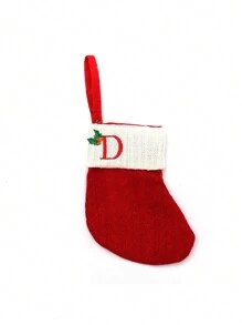1 pièce Bas de Noël tricoté avec lettres, rouge, blanc et vert 3 couleurs, comprend 26 lettres anglaises. Peut être utilisé comme décoration de fête à la maison, ornement à accrocher au sapin de Noël ou au chevet, petit cadeau pour fête des fêtes, décoration d'Halloween - Multicolore - Voir 32