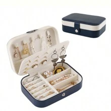 1 hộp đựng trang sức khóa ẩn dung tích lớn đơn giản hai lớp, hộp đựng nhẫn, khuyên tai, vòng cổ di động - Hồng - Xem 16