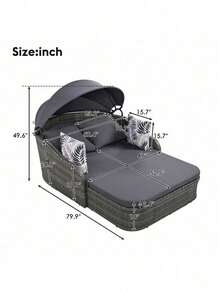 Outdoor Sectional Sofa Set Daybed Sunbed With Retractable Canopy - 1 - View 5