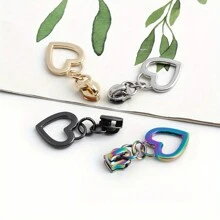 10 piezas Cierres de cremallera decorativos en forma de corazón negro de nailon para bolsas, ropa, chaquetas, manualidades y costura DIY