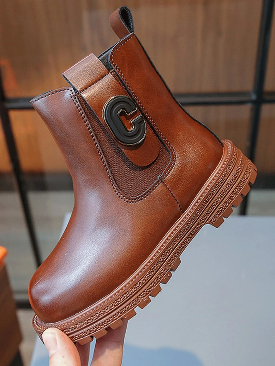 Botas infantis, botas curtas leves de Pu, elegantes para meninos e meninas de 5 a 10 anos