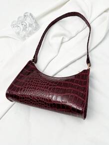 Tas Bahu Minimalis Wanita Warna Polos, Kasual untuk Penggunaan Sehari-hari, Tas Burgundy Modis, Tas Merah, Tas Burgundy - Burgundy - View 5