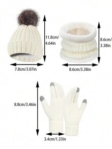 3 szt./2 szt. Dzianinowy ciepły podszewkowy szalik zimowy, rękawiczki i czapka dla mężczyzn i kobiet