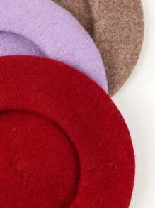 1 Children's Solid Color Retro Matching Beret High Quality Beret Is Not Easy To Ball Girls Suitable For The Autumn And Winter Season Christmas / Halloween Use - Berets - View 9