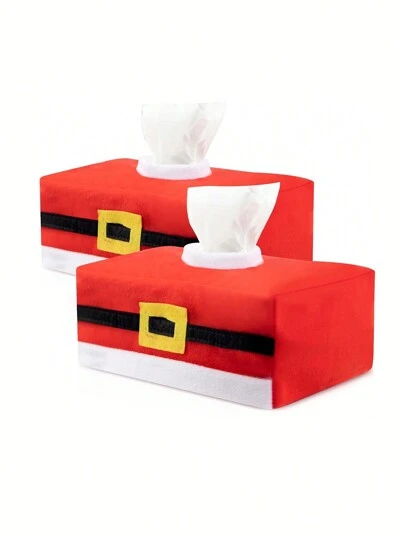 1 件圣诞纸巾盒盖矩形圣诞老人腰带纸巾架纸巾架圣诞主题汽车纸巾盒适用于汽车、客厅、厨房、圣诞冬季派对装饰、圣诞节