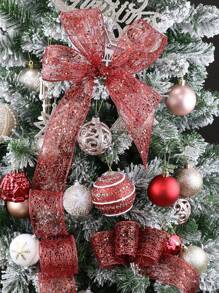 1 Stück 2m glitzerndes Weihnachtsband aus Gittergewebe für Kranz, Baumspitze, Schleife, Heimdekoration, Geschenkverpackung, Weihnachten