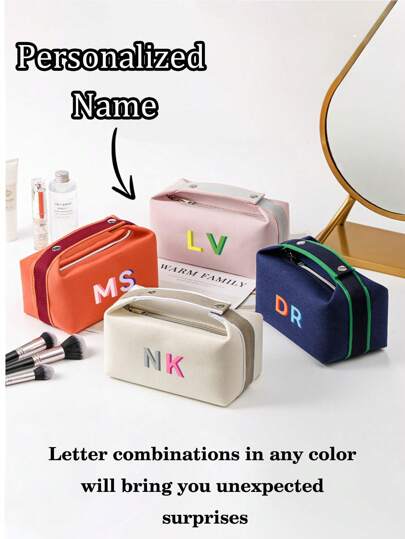 Túi đựng mỹ phẩm in chữ cái cá nhân hóa, túi xách tay dung tích lớn, túi du lịch di động, có thể đựng mỹ phẩm, đồ dùng phòng tắm, cọ trang điểm, v.v., túi đựng mỹ phẩm nhiều ngăn sang trọng, có thể được tùy chỉnh với tên của bạn, là lựa chọn hoàn hảo cho quà tặng phù dâu, quà Giáng sinh và Halloween, quà cưới, quà sinh nhật, quà lưu niệm đám cưới, và cũng là một món quà tuyệt vời cho các ngày lễ và vật dụng cần thiết cho những chuyến công tác. ,Tình yêu vĩnh cửu