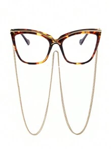 2 chiếc gọng kính mắt mèo thời trang có dây xích đeo kính bằng kim loại đa năng cá nhân hóa kính trong suốt thời trang nam và nữ có dây xích đeo kính - Trong sáng - Xem 9