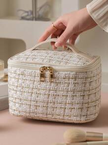 时尚手持化妆包，化妆品收纳袋，轻便洗漱包，缎面格纹枕形包，大容量女士包，化妆品收纳袋，洗漱包，化妆旅行包，情人节礼物，伴娘礼物，生日礼物，朋友和老师礼物，节日礼物，母亲节礼物，化妆旅行洗漱收纳包，礼品收纳拉链配件美甲包，圣诞礼物，收纳袋，手拿包/小手提包，化妆品收纳包，化妆品整理包，收纳袋，刷子架，迷你收纳袋，大容量收纳袋，圣诞礼物，收纳袋，化妆包 - 彩色 - 查看 7