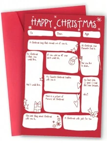 Fun Christmas DIY Fill-In Cards - Perfect Christmas Gift For Family And Friends! Personalized Message, Humor Design, Unique, Best Christmas Card! - Red - View 4