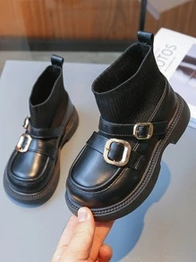 Botas Curtas De Pu Antiderrapantes E Planas De Bico Redondo Para Meninas, Botas Da Moda Infantil