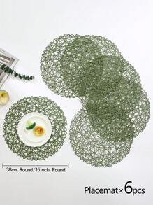 Set de 6 individuales tejidos a mano de forma redonda hueca, de estilo minimalista moderno, lavables, fáciles de limpiar, antideslizantes, resistentes al calor, adecuados para la decoración de la habitación, la mesa de comedor, el hogar, ideales para fiestas, cumpleaños, bodas y cenas