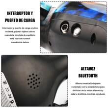 Monopatín eléctrico Hoverboard de 7 "con luces LED para ruedas, altavoces Bluetooth, manillar, patinete autoequilibrado - Azul - Ver 5
