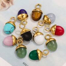 3 件装 304 不锈钢 18k 镀金松果形镶嵌天然宝石吊坠首饰 DIY 首饰配件吊坠项链 - 墜飾 - 查看 4