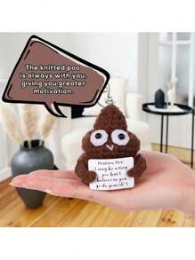 1 件正能量针织娃娃，附有鼓励卡，可爱钩针迷你玩偶玩具，3 英寸迷你针织编织泰迪熊，适合派对、婚礼、生日和单身派对的有趣礼物 - 棕色 - 查看 1