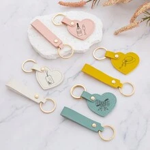 1pc Custom PU Leather Heart Keychain With Name - Cute Heart Keychain, Personalized Letter Charm, Suitable For Backpacks And Decorations, Perfect Gift For Her, Custom PU Leather Letter Keychain Year-Round Gift - Multicolor - View 5