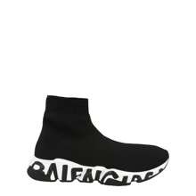 Balenciaga Speed Graffiti Knit High Top Sock Sneakers - Black - View 1