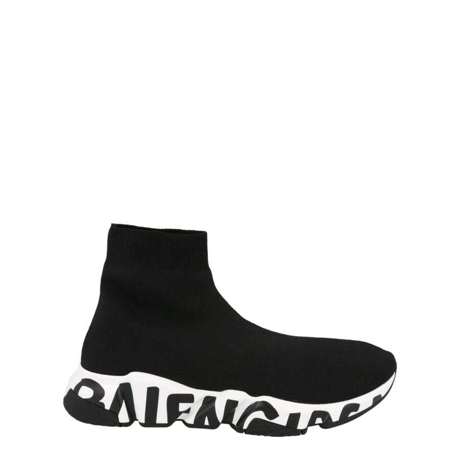 Balenciaga Speed Graffiti Knit High Top Sock Sneakers - Black - View 1