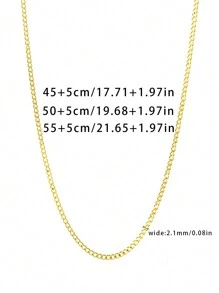 1pc Simples Elegante Aço Inoxidável Dourado Curb Corrente Colar Para Mulheres Namoro Presente