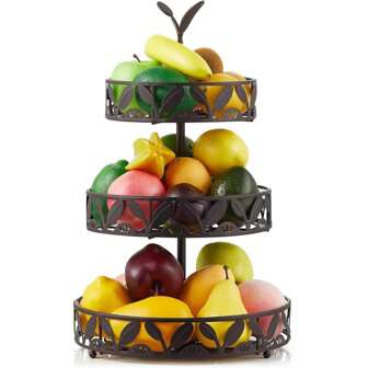 Cesto di frutta a 3 livelli per cucina, portafrutta, cestini portafrutta rimovibili supporto per banconi tavolo da pranzo da bancone della cucina, elegante e funzionale portafrutta per bancone della cucina