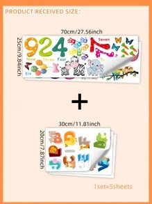 1 Set Of 2pcs Animal & Tree With Numbers Wall Decal Stickers For Living Room & Bedroom Decor, Self-Adhesive, Stickers, Wall Decal, Vinyl Decal For Home Decorations, Spring Decoration Items Refresh Your Home, Festival Decoration Stickers Gifts Birthday Graduation