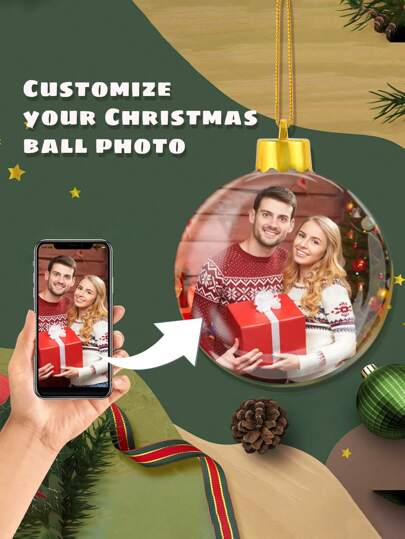 1pc/2pcs/3pcs Personalized Photo Customized Ball Ornament, Your Favorite Photos, Baby, Party For Tree Decor, Gift, Valentine Day, Valentine Day Decor Gifts Birthday Graduation, Multi-Functional, Adjustable, Waterproof, Anti-Mold, Exquisite, Adorable, Modern, Colorful, Custom, Personalized, Unique, Ideal Gifts For Him, Ideal Gifts For Her, Boyfriend, Girlfriend