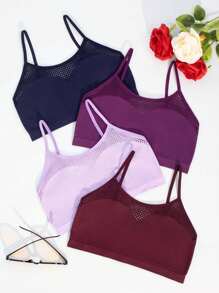 5pcs/Set Women Mesh Breathable Sexy Crisscross Front Closure Bra Lingerie