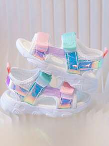 1 双女童新生儿防滑软底公主凉鞋，幼儿露趾沙滩休闲鞋，百搭 - 白色 - 查看 8