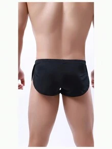 1 Quần Nam Gợi Cảm Thấp Tầng Quần Thể Thao Làm Bằng Băng Vải Lụa, màu Trơn Kích Thích Quần Plus Size Nam - màu đen - Xem 2