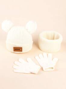 3pcs Kids Winter Knitted Hat, Scarf And Gloves Set, Unisex Warm Accessory Set For Toddlers, Children - Three-piece Knitted Hat - View 25