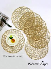 Set de 6 individuales tejidos a mano de forma redonda hueca, de estilo minimalista moderno, lavables, fáciles de limpiar, antideslizantes, resistentes al calor, adecuados para la decoración de la habitación, la mesa de comedor, el hogar, ideales para fiestas, cumpleaños, bodas y cenas