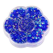 5000 件/盒，2 毫米 3 毫米 4 毫米 5 毫米 6 毫米，5 种尺寸，果冻糖，透明 AB 水晶珠，花形盒包装，圆形平底水钻多色水晶宝石非热熔 DMC 珠宝珠，玻璃石钻石 3D 图案设计配件闪光美甲贴花装饰用于衣服、包、鞋、杯子、手机壳、手工艺品、DIY 装饰。