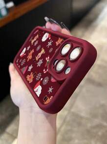 Ốp lưng điện thoại mềm họa tiết ông già Noel đính sequins nhiều màu sắc trang trí Giáng sinh màu đỏ tía tương thích với iPhone 16/15/XR/7P8P/P12ProMax/P13ProMax/P14ProMax/P13/P14/P11/P12/P14, Ốp lưng bảo vệ dày dễ thương và thời trang cho XS/S/XSMax/78GES2 - Nhiều màu - Xem 6