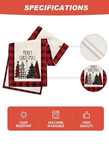 1pc Thick Linen Christmas Table Runner, Christmas Party Room Table Atmospheric Decoration Christmas Tree Pattern Tablecloth Set, Winter Christmas Eve Christmas 2025 New Year Party Gift Decoration, Xmas Party Home Decor Table Decor Christmas Ornaments - Multicolor - View 7