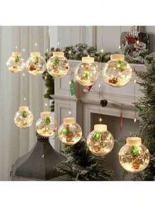 DIY Christmas Ball Santa LED Curtain Light String Christmas Tree Decoration For Home New Year Gifts Navidad Natal Noel Or - 聖誕樹溫暖 - 查看 3