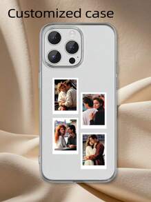 1 peça Capa de telefone de silicone macio e transparente personalizável com padrão de moldura de foto, compatível com cobertura total para Apple iPhone 15 14 13 12 11 Pro Max XR XS Max 7 Plus 16 16 Pro