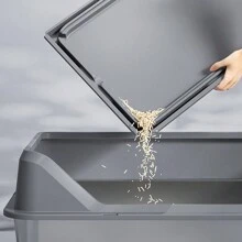 Eingeschlossene Edelstahl Katzentoilette mit Deckel extra große Katzentoilette für große Katzen XL Metallsteintablett mit hohen Seitenwänden, nicht klebrig, auslaufsicher, leicht zu reinigen