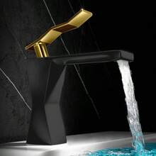 Kitchen Sink Mixer Tap, Faucets Bathroom Faucet White Bathroom Basin Faucet Cold And Hot Brass Black Water Mixer Sink Tap Single Handle Bathroom Tap And Gold