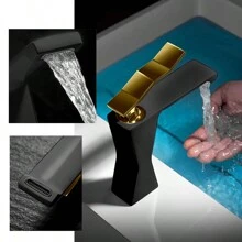 Kitchen Sink Mixer Tap, Faucets Bathroom Faucet White Bathroom Basin Faucet Cold And Hot Brass Black Water Mixer Sink Tap Single Handle Bathroom Tap And Gold