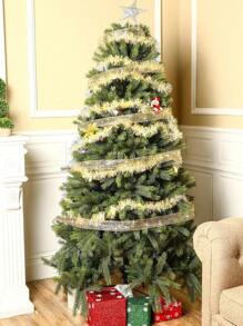 1 Stück 2m glitzerndes Weihnachtsband aus Gittergewebe für Kranz, Baumspitze, Schleife, Heimdekoration, Geschenkverpackung, Weihnachten