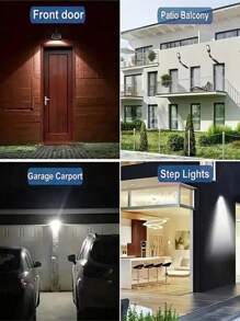 2/4/6/8PCS White Light Solar 108COB Outdoor Wall Light, Outdoor Courtyard Light With Motion Sensor, 3 Working Modes, Remote Control, Solar Charging, 1000mAh, Durable ABS Material, Very Suitable For Christmas Decoration, Outdoor Garden, Courtyard, Porch - 8PCS-白光 - 查看 5