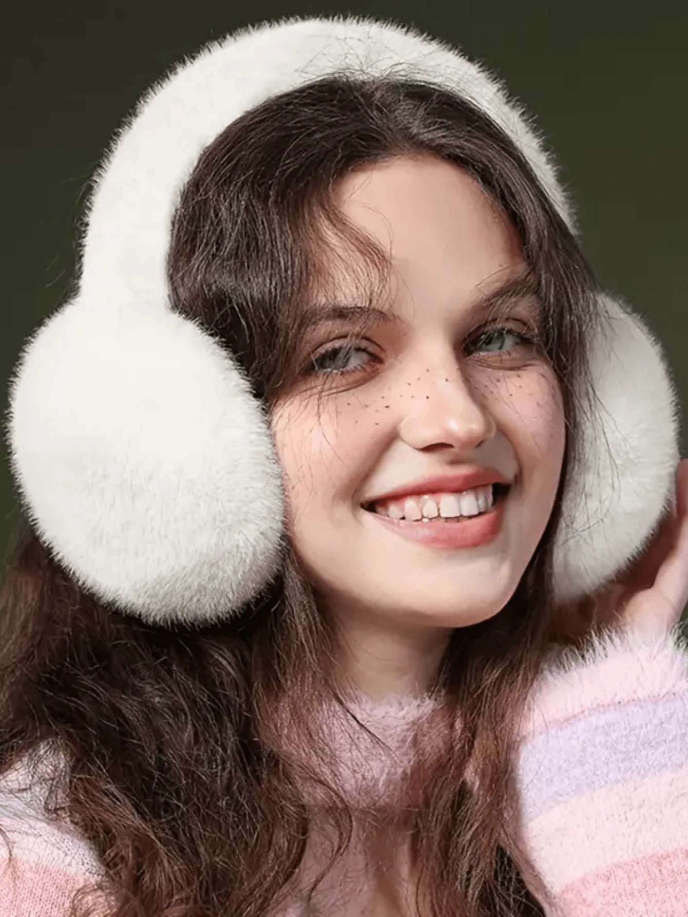 1pc Solid Color Plush Foldable Ear Muffs For Women - Warm & Soft Fur Lining, Lovely Pink Design, Perfect Choice For Autumn & Winter - A - View 1