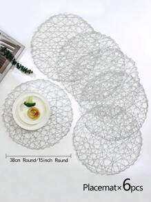 Set de 6 individuales tejidos a mano de forma redonda hueca, de estilo minimalista moderno, lavables, fáciles de limpiar, antideslizantes, resistentes al calor, adecuados para la decoración de la habitación, la mesa de comedor, el hogar, ideales para fiestas, cumpleaños, bodas y cenas