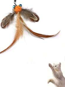 3 件装猫玩具，逼真昆虫飞虫羽毛猫玩具带铃铛，伸缩杆替换头猫玩具宠物用品 - 彩色 - 查看 9