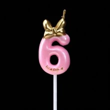 1pc/10pcs Number 0-9 Cute Bowknot Birthday Number Candle B Oys G Ilrs Cake Decor Digital Candles Topper Cupcake Party Decoration Supplies
