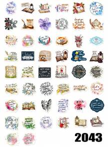 50 piezas Pegatinas decorativas impermeables con frases en inglés de texto inspirador de energía positiva, frases bíblicas de grafiti, adecuadas para artículos de papelería, teléfonos móviles, vasos, y otros artículos de uso diario, decoración para eventos festivos, cajas de regalo, flores, pasteles para llevar, postres horneados, etiquetas de sellado para embalaje de alimentos - Multicolor - Ver 7