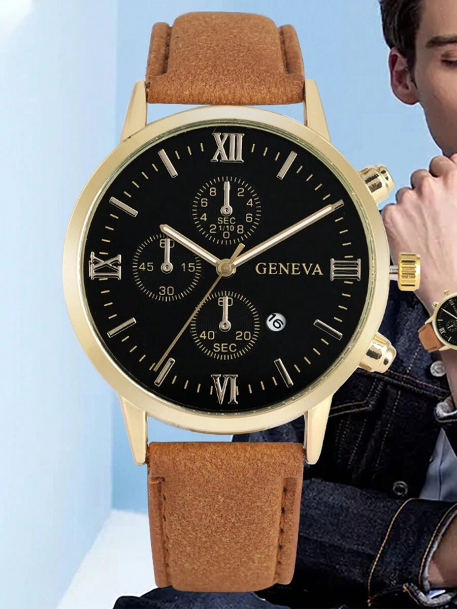 1 chiếc/bộ Đồng hồ thạch anh mặt số hình thang đơn giản kết hợp cực kỳ hấp dẫn, thích hợp làm quà tặng sinh nhật, Halloween - màu nâu - Xem 1